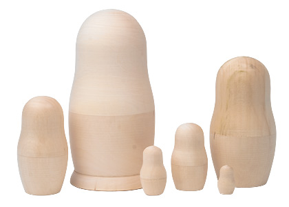 Unpainted Blank Nesting Doll 6pc./5