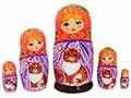 Maiden with Tabby Cat Matryoshka Doll