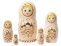 Woodburned Church Nesting Doll 5pc./6