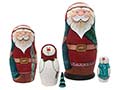 Wood Carved Santas on a Christmas Nesting Doll