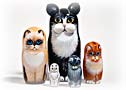 Black & White Cat Nesting Doll