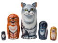 Grey Tabby Cat Nesting Doll