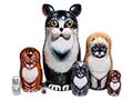 7-Piece Black & White Cat Nesting Doll