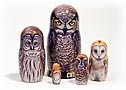 North American Owls Nesting Doll