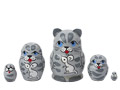 Mini Gray Cat w/ Mouse Nesting Doll