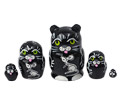 Mini Black Cat w/ Mouse Nesting Doll