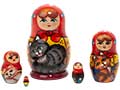 Large Mini Doll w/ Cats 5pc. - Miniature Dolls