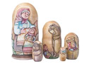 Carved Masha & the Bear Nesting Doll 5pc./6