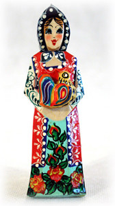 Carved Peasant Maiden Ornament 4.5