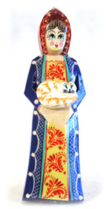 Carved Peasant Maiden Ornament 4.5