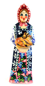 Carved Peasant Maiden Ornament 4.5
