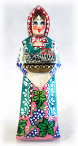 Carved Peasant Maiden Ornament 4.5