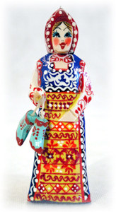 Carved Peasant Maiden Ornament 4.5