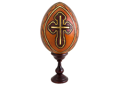 Christ Woodburned Icon Egg