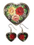 Bouquet Heart Brooch & Earring Set
