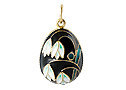 Pendant black w/ white flowers - Gift For Her