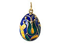 Green flower on blue pendant - Gift For Her