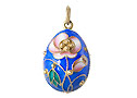 Pendant pink rose on blue - Gift For Her