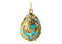 Teal Swirling Gold pendant - 