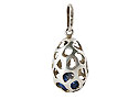 Silver Pendant caged BLUE gems - Gift For Her