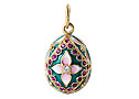Square flower green and pink Pendant - Gift For Her