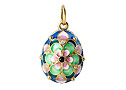 Pendant blue bckgrd pink flowers - Gift For Her