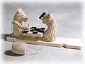 Chess Playing Bear Carved Toy