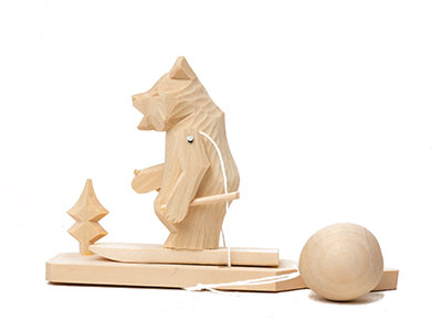 Skiing Rabbit Carved Toy
