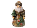 Sitting Father Frost Carving taking a rest in the forest