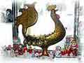 Khokhloma Rooster Punch Bowl w/ 10 Cups