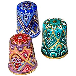 Set of 3 Harlequin Thimbles, Wood 1