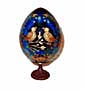 LOVE BIRDS BLUE Faberge Style Egg Medium w/ Stand  - Romantic Gi
