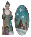 Santa w/ Church Wood Carving