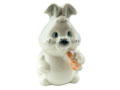 Rabbit w/ Carrot small Porcelain Figurine - hand painted in Astrakhan, Russia