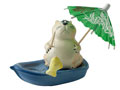 Fat Cat in Boat Porcelain Figurine - hand painted in Astrakhan, Russia