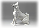 This large, white Lomonosov porcelain Siberian Husky figurine is ready to pull your sled.