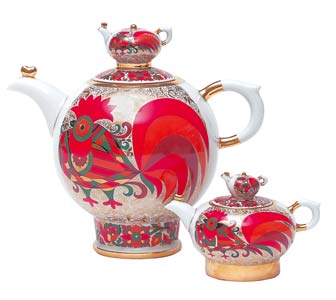 Russian Imperial Porcelain Rooster Teapot