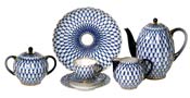 Cobalt Net Coffee Set 22 pcs - Lomonosov Porcelain