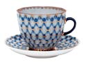 Cobalt Net Coffee Cup and Saucer - Lomonosov Porcelain