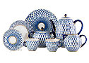 Cobalt Net Coffee Set 24 pcs - Lomonosov Porcelain