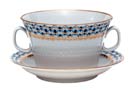Cobalt Net Soup Cup w saucer - Lomonosov Porcelain