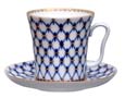 Cobalt Net Mug and Saucer - Porcelain Mugs