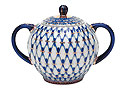 Cobalt Net Sugar Bowl - Lomonosov Porcelain