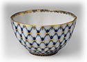 Cobalt Net Handleless cup, tea, sm sugar - Porcelain Cups and Sa