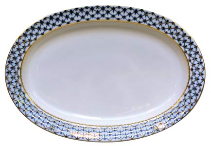 Cobalt Net Oval Platter, 11