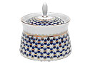 Cobalt Net Horseradish Box / Jelly Dish w cover - Lomonosov Porc