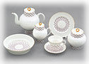 Pink Net Tea set, 22 pcs, Bone China - Lomonosov Bone China