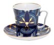 Cobalt Petals Mug and Saucer - Porcelain Mugs