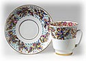 Flowered Butterfly Cup and Saucer, Bone, May-shaped - Lomonosov 