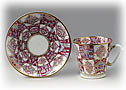Rose Pattern Cup and Saucer, bone, Black Coffee Shape - Lomonoso